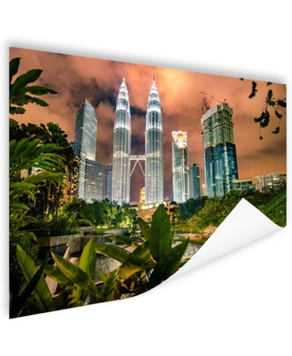 Petronas Towers by night Poster 60x40 cm - Foto print op Poster (wanddecoratie)