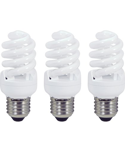 PROLIGHT spaarlamp spiraal - 3 stuks - E27 - 230V - 12W - warm wit