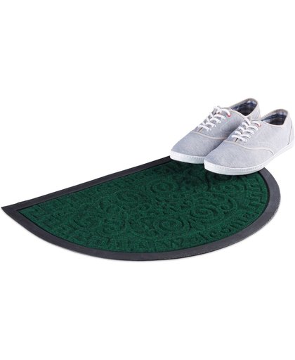 relaxdays deurmat rubber - Welcome Goodbye - halfronde voetmat - schoonloopmat 40 x 60 cm groen