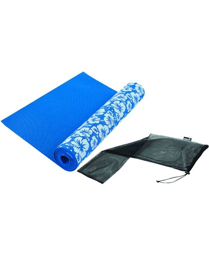 Tunturi - Yoga mat - Fitnessmat - Yogamat - 170 x 62 x 0.3 cm - Blauw met print