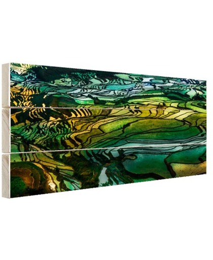 Rijstterras bij Yuanyang China Hout 160x120 cm - Foto print op Hout (Wanddecoratie)