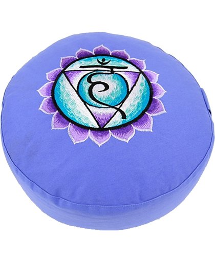 Yogi & Yogini naturals Meditatiekussen blauw 5e chakra geborduurd (33x15 cm)