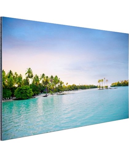 Palmbomen in de tropische oceaan Aluminium 30x20 cm - Foto print op Aluminium (metaal wanddecoratie)