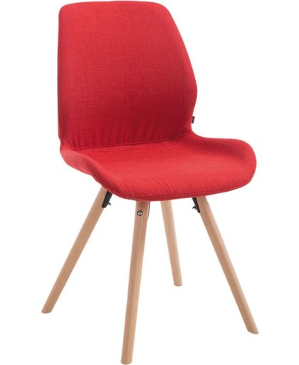 Clp Bezoekersstoel PERTH, eetkamerstoel, wachtkamerstoel, bekleding van stof, - rood, kleur onderstel : rond natura,
