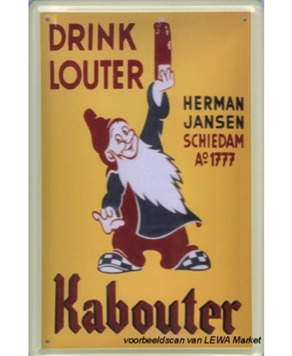 Louter Kabouter Jenever reclame Herman Jansen Schiedam reclamebord 20x30 cm