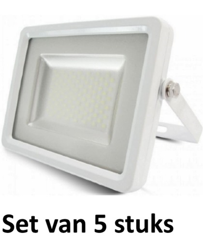 10W LED Bouwlamp| Wit |3000K (Warm Wit)|vervangt 50W halogeen|Set van 5