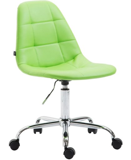 Clp Bureaustoel REIMS, bureaustoel met doorgestikte zitting, in hoogte verstelbare werkstoel, metalen frame in chromen look, draaistoel met zwenkwielen, met bekleding van kunstleer - groen