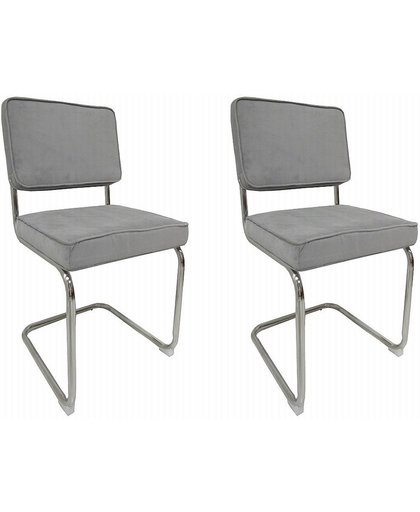 Set van 2 rib - stoelen - grijs - de prijs is voor 2 stoelen!