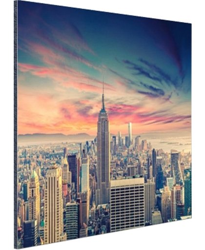 Manhattan met bijzondere lucht Aluminium 90x60 cm - Foto print op Aluminium (metaal wanddecoratie)