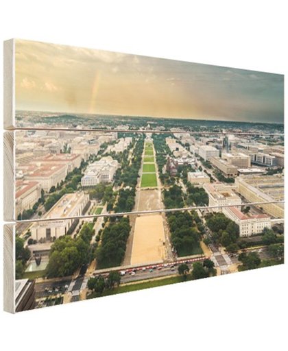 National Mall en Capitool luchtfoto Hout 80x60 cm - Foto print op Hout (Wanddecoratie)