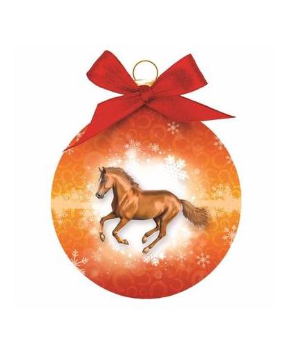 Dieren kerstbal paard oranje 8 cm