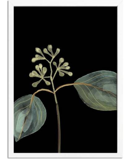 Zaadjes blad poster Designclaud - Puur Natuur Botanical - Zwart - A4 + Fotolijst wit
