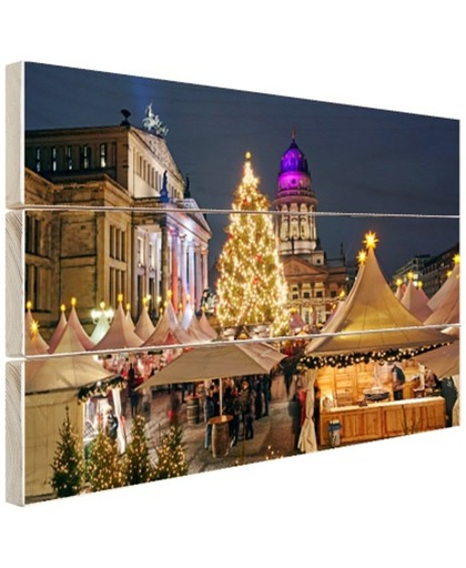 Typisch Berlijnse kerstmarkt Hout 60x40 cm - Foto print op Hout (Wanddecoratie)