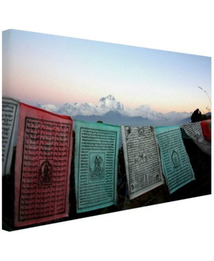 Boeddhistische gebedsvlaggen Canvas 60x40 cm - Foto print op Canvas schilderij (Wanddecoratie)