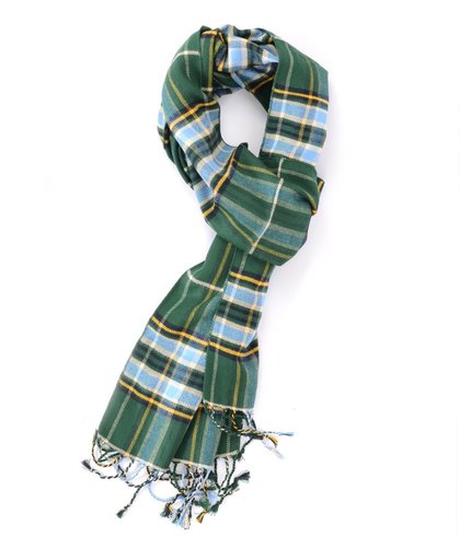 Groene viscose sjaal met Schotse ruit - Zachte stijlvolle shawl voor heren