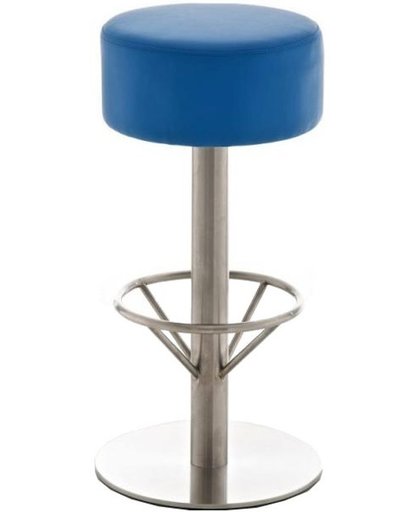 24Designs Barkruk Tessa - Zithoogte 85 Cm - Mat RVS Onderstel - Kunstleren Zitting - Blauw