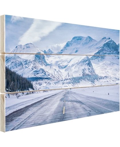 Besneeuwde bergen Hout 60x40 cm - Foto print op Hout (Wanddecoratie)