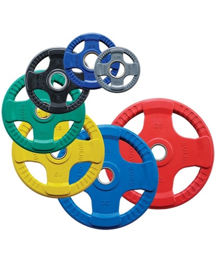 Body-Solid Gekleurde Rubberen Olympische Halterschijven 50 mm 20kg ORCK20