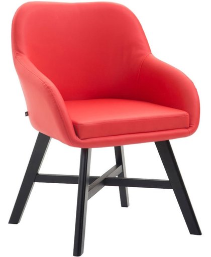 Clp Eetkamerstoel KEPLER, wachtkamerstoel met armleuningen, bezoekersstoel met beukenhouten frame, keukenstoel, bekleding van kunstleer - rood, kleur onderstel : zwart,