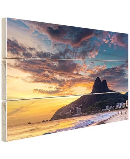 Avondlucht  Rio de Janeiro Hout 80x60 cm - Foto print op Hout (Wanddecoratie)