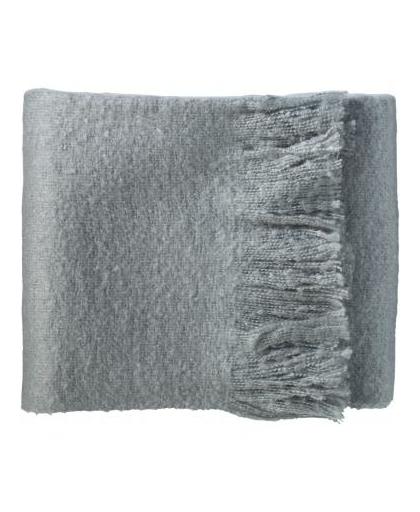 Plaid met franjes - 130 x 160 cm - katoen - grijs