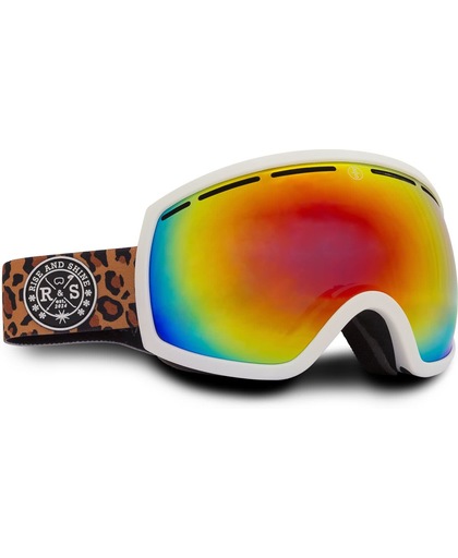 R&S Stealth skibril White - Leopard Strap - Gold/Red Revo lenses