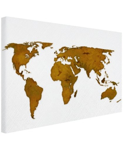 Oude wereldkaart bruin wit afdruk Canvas 80x60 cm - Foto print op Canvas schilderij (Wanddecoratie)