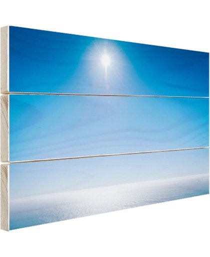 Een strakblauwe lucht boven de oceaan Hout 120x80 cm - Foto print op Hout (Wanddecoratie)