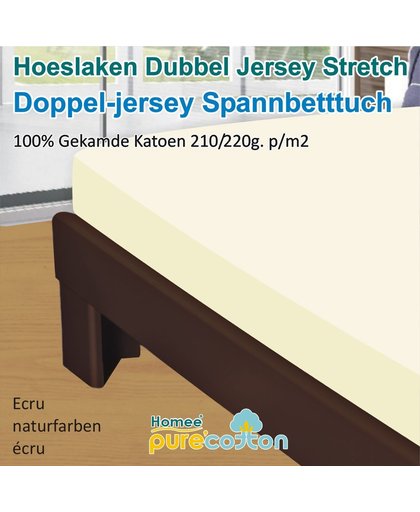 Homéé - Hoeslaken Double dik jersey stretch 210g. p/m2 100% katoen - Beige / Creme - 90/100x200 +30cm