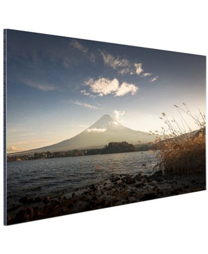 Ochtend uitzicht op vulkaan Aluminium 90x60 cm - Foto print op Aluminium (metaal wanddecoratie)