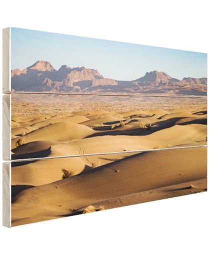 Woestijngebied met bergen Iran Hout 80x60 cm - Foto print op Hout (Wanddecoratie)