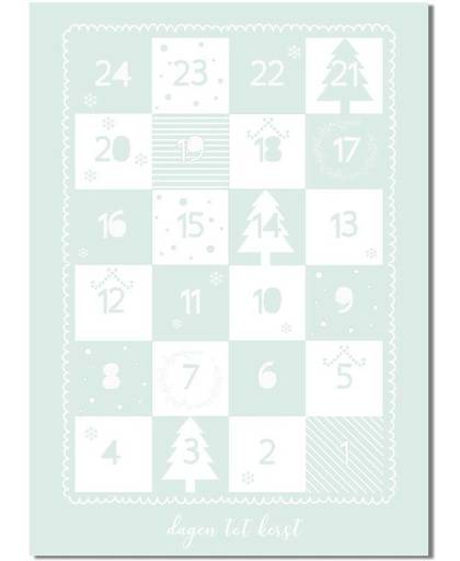Kerst Poster Adventskalender Designclaud - Mint - B2 poster