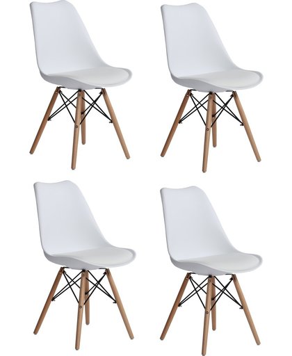 Eetkamerstoelen Eames - Kuip stoel - Set van 4 Kuipstoelen - Wit