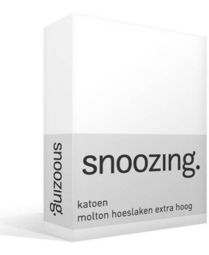 Snoozing - Katoen - Molton - Hoeslaken - Lits-jumeaux - Extra Hoog - 160x220 cm - Wit