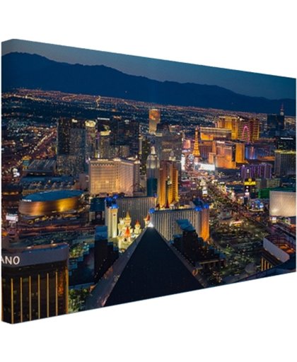 Luchtfoto verlicht stadsbeeld Las Vegas Canvas 30x20 cm - Foto print op Canvas schilderij (Wanddecoratie)