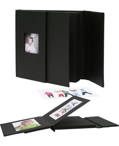 Deknudt Frames Fotoalbum zwart met magneetsluiting, met 24 zwarte pagina's, imitatieleder fotomaat 30x30 cm