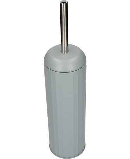 Blauwgrijze RVS Toiletborstel met Houder en Kunststof Inzetbakje – 40x10cm