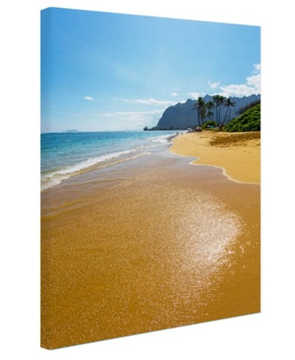 Kaaawa Beach in de stille oceaan Canvas 80x120 cm - Foto print op Canvas schilderij (Wanddecoratie)