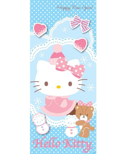 Deursticker Muursticker Sanrio, Hello Kitty | Blauw | 91x211cm