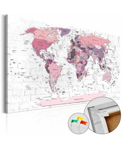 Afbeelding op kurk - Roze grenzen, wereldkaart