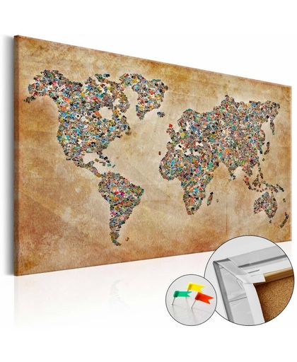Afbeelding op kurk - Briefkaarten uit de wereld, wereldkaart