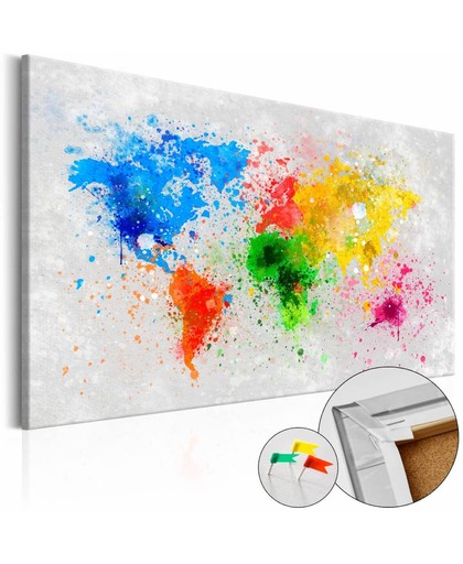 Afbeelding op kurk - Regenboog wereld, wereldkaart