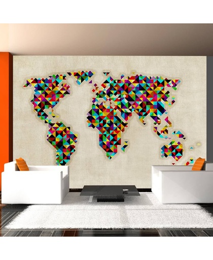 Fotobehang - Wereldkaart, een veelheid aan kleuren