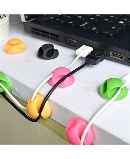 GadgetBay Kabelhouder dubbel 12 snoeren cable organizer clips - groen roze oranje
