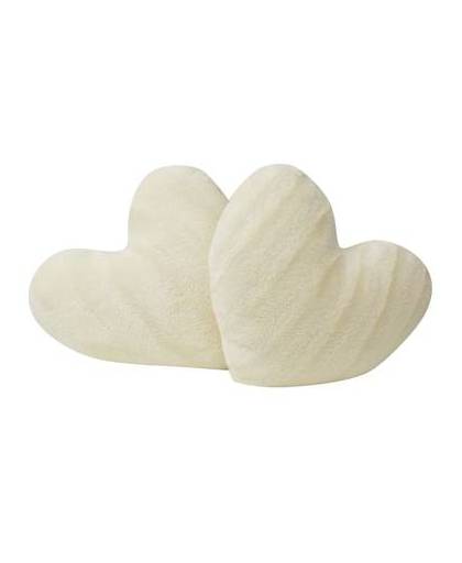 Vidaxl kussens hartvormig 2 stuks nepbont crème