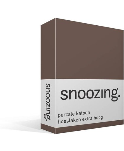Snoozing - Hoeslaken - Extra hoog - Percale katoen - Eenpersoons - 90x220 cm - Percale katoen - Taupe