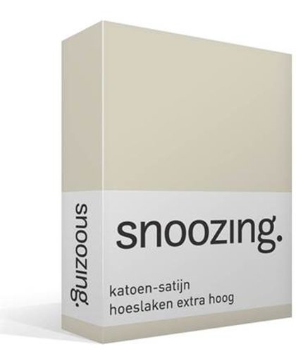 Snoozing - Katoen-satijn - Hoeslaken - Extra Hoog - Eenpersoons - 90x220 cm - Ivoor
