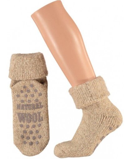 Wollen huis sokken voor dames bruin 35-38 - Warme antislip sokken