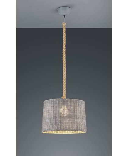 Hanglamp - Authentiek - Rotin - Kleur Armatuur Grijs - Fitting E27 - excl. Lichtbron  - Max Wattage 42