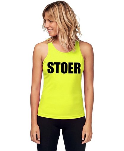 Neon geel sport shirt/ singlet Stoer dames - maat S
